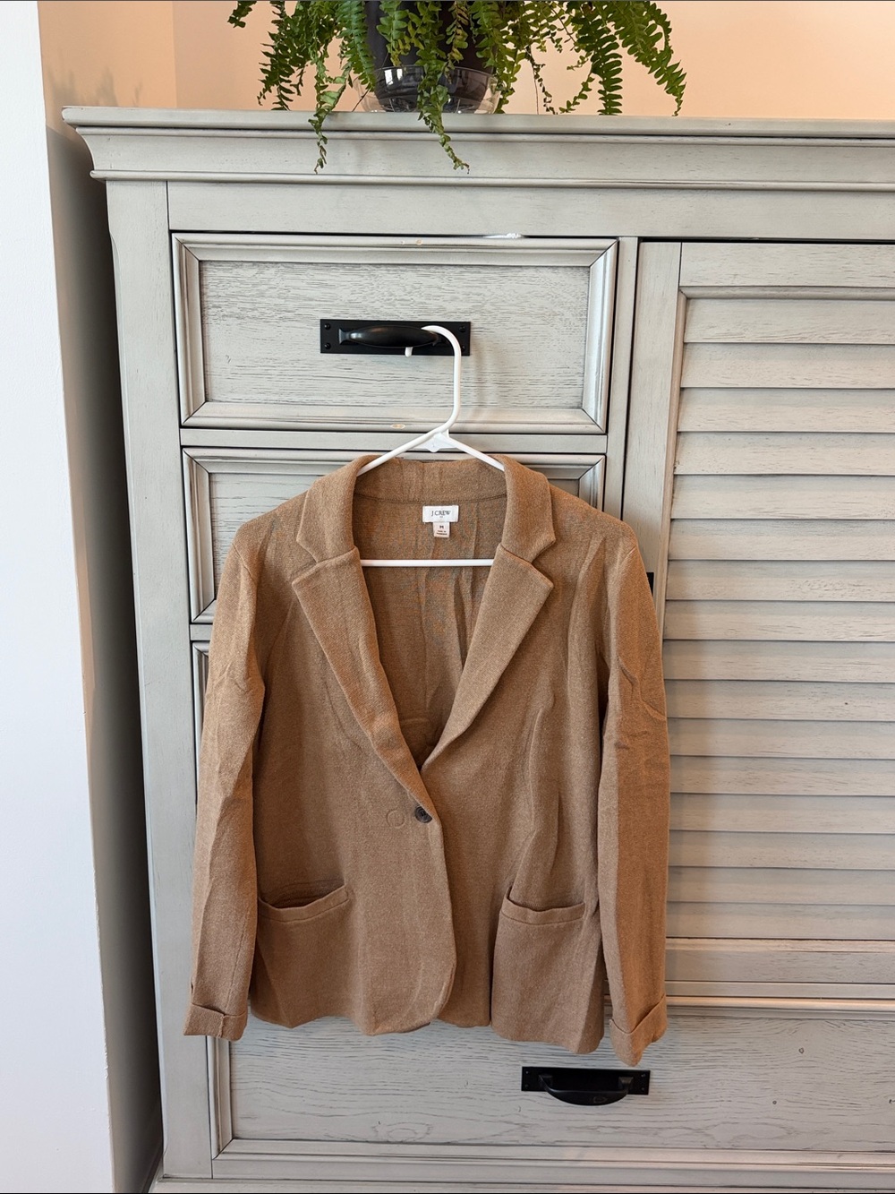 J. Crew Women’s Camel Single-Button Knit Sweater Blazer